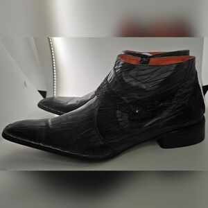 Robert Wayne Black Textured Leather Shoes 11